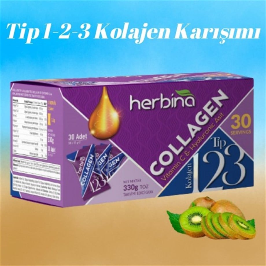 Collagen Tip 1-2-3 Kolajen Karışımı 30 Saşe Kivi Aromalı