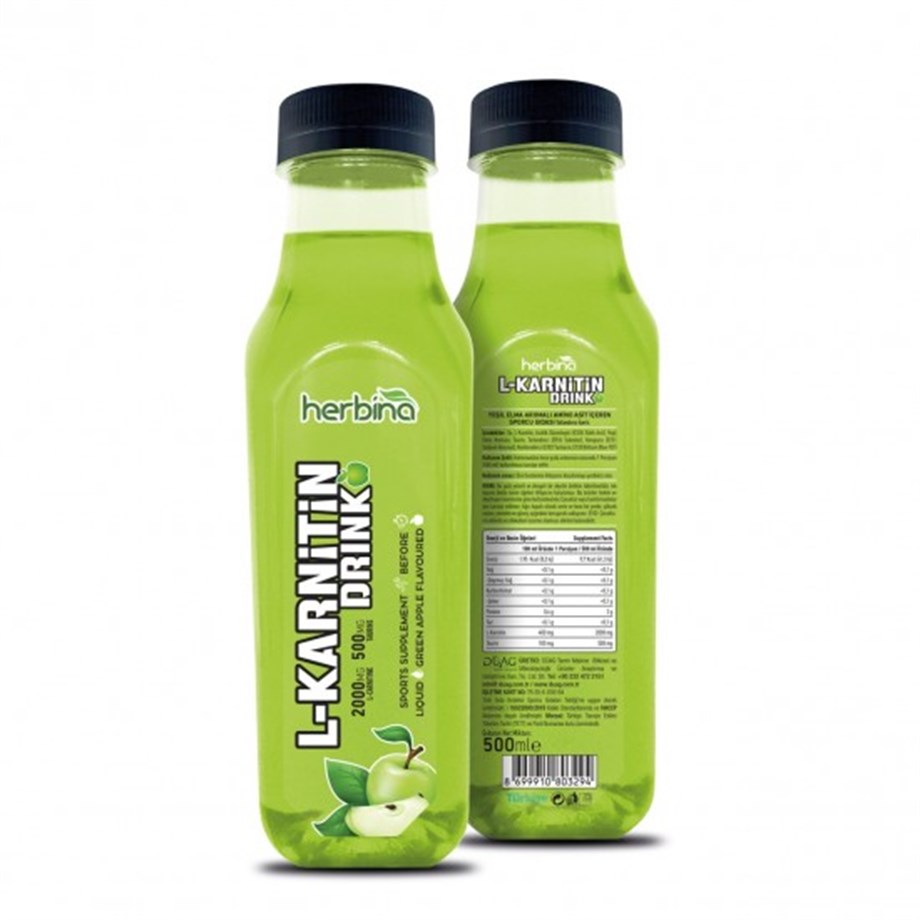 L CARNİTİNE DRİNK 500 ML YEŞİL ELMA AROMALI