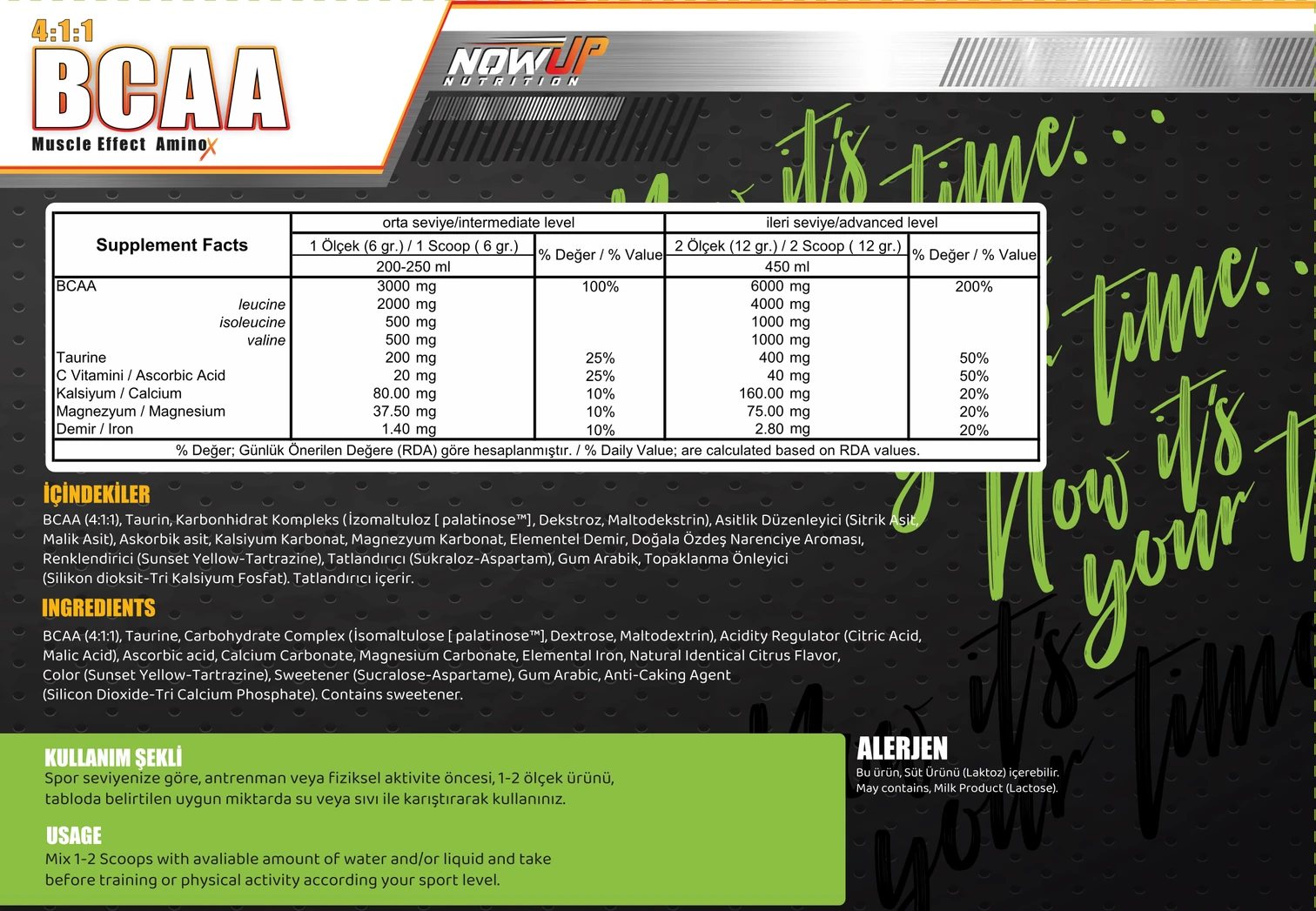 Nowup Nutrition BCAA 4:1:1 Muscle Effect Amino Asit 360 gr