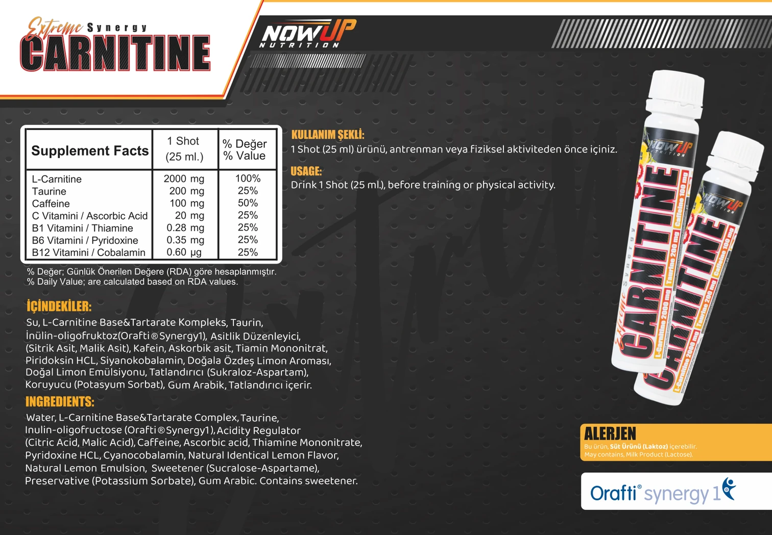 Nowup Nutrition Extreme Synergy Carnitine 25 ml x20 Shot