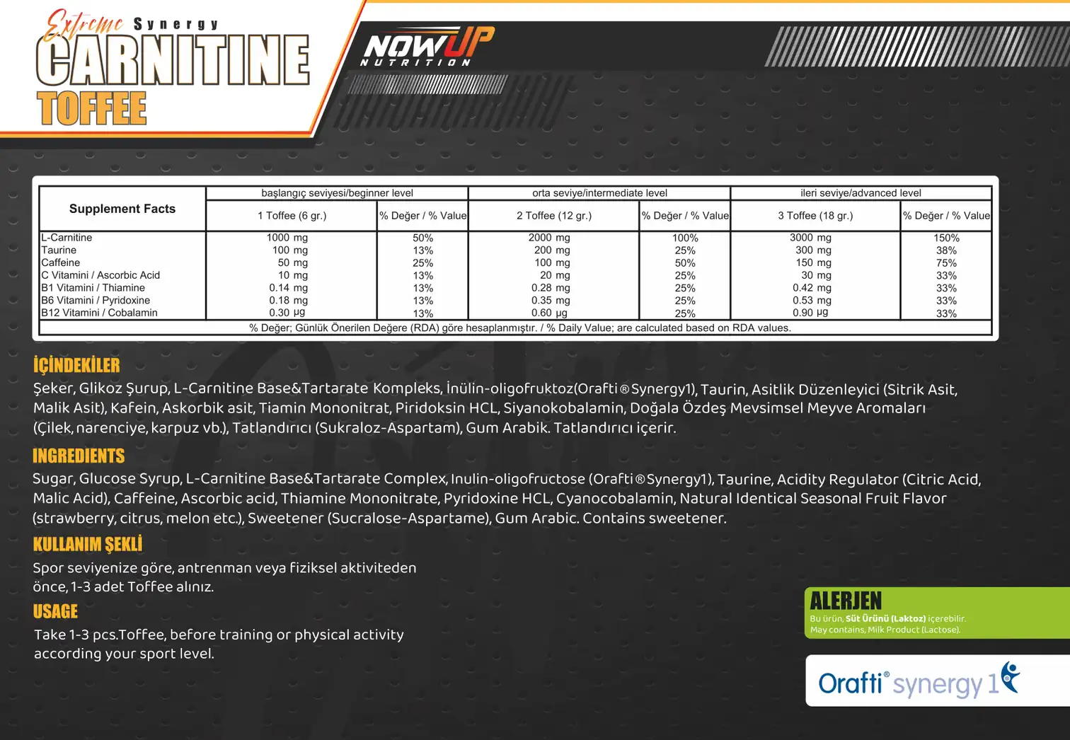 Nowup Nutrition Extreme Synergy L Carnitine Toffee 60 Adet 