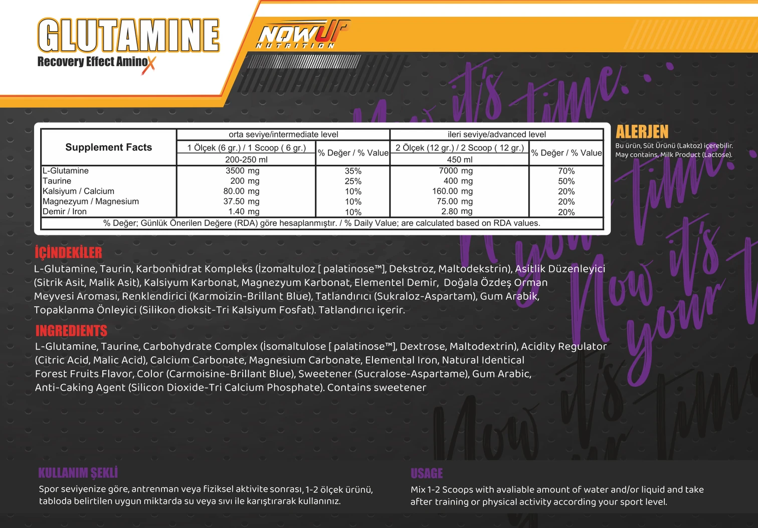 Nowup Nutrition Glutamine Recovery Effect 360 gr