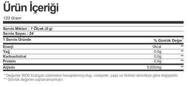 Bigjoy %100 Pure L- Arginine 120 gram Aromasız