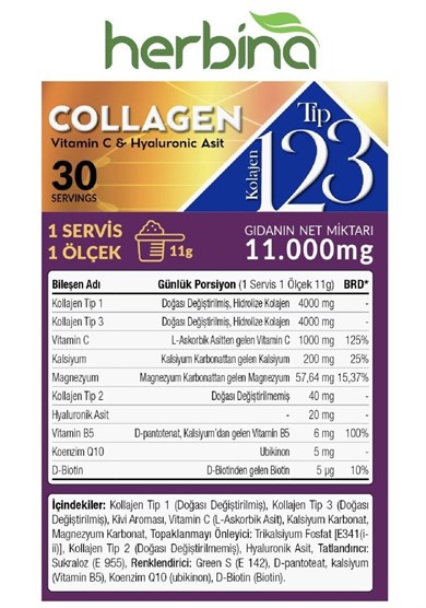 Collagen Tip 1-2-3 Kolajen Karışımı 30 Saşe Kivi Aromalı