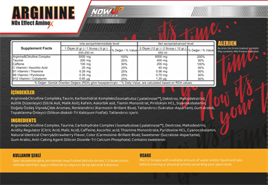 Nowup Arginine Nitric Oxide Effect 360gr