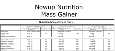 Nowup Nutrition Mass Gainer 4020 gr