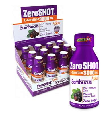 ZeroShot L Carnitine 3000 mg + Plus Sambucus 12 Shot