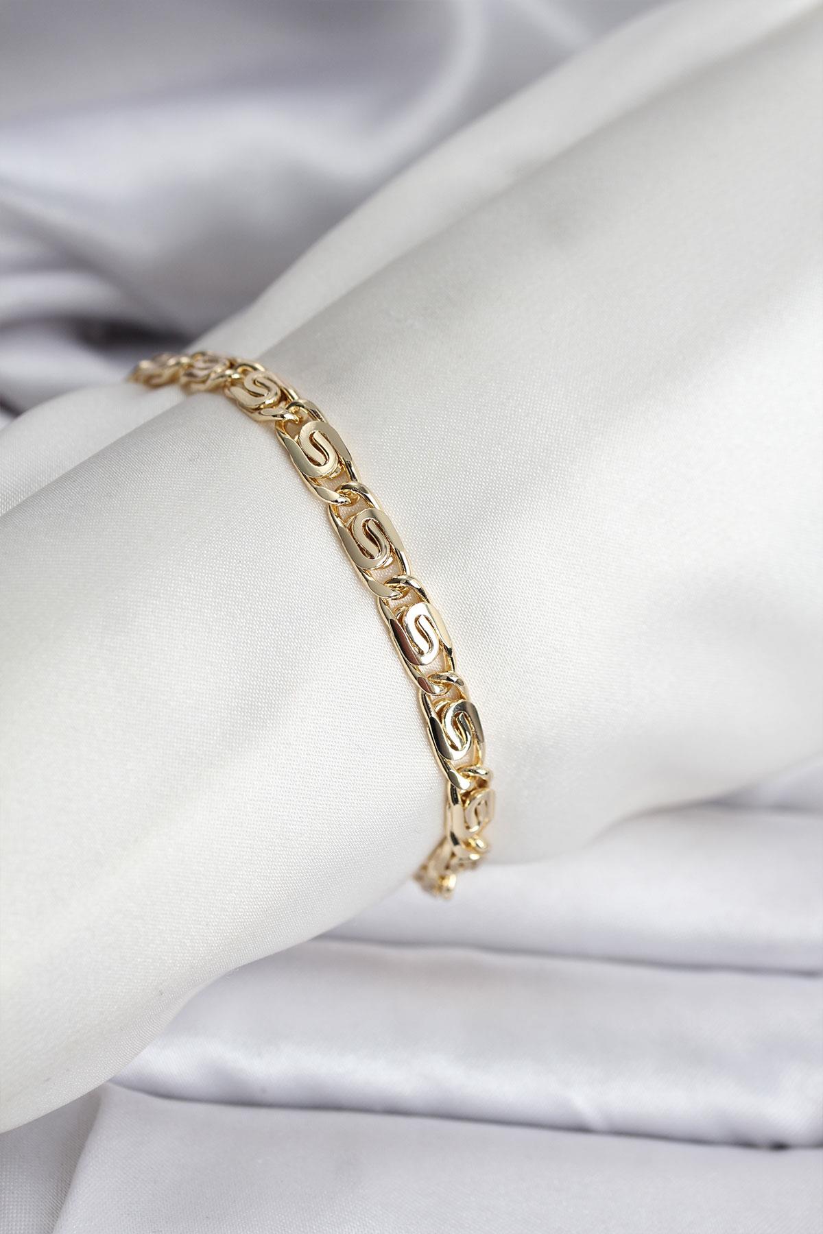 14K Gold Renk Kaplama Zincir Model CM Kadın Bileklik