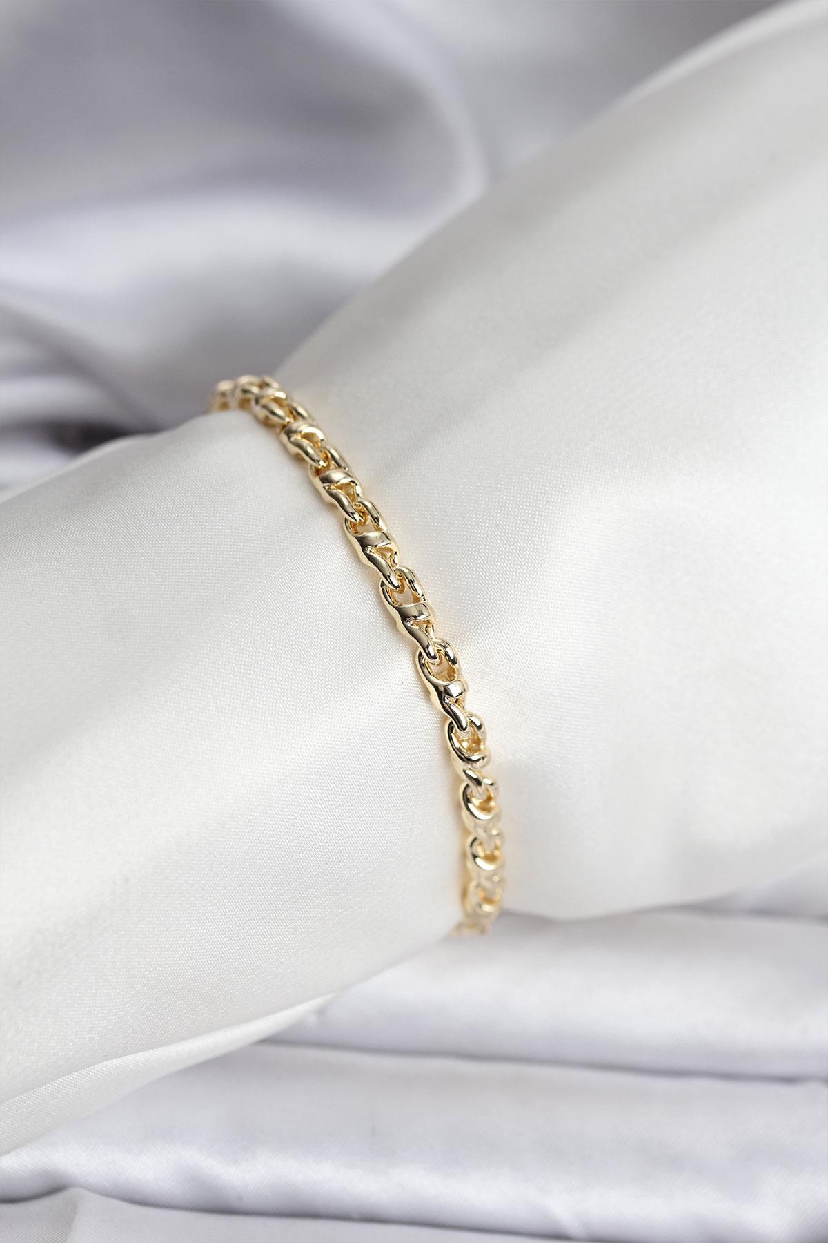 14K Gold Renk Kaplama Zincir Model Kadın CM Bileklik