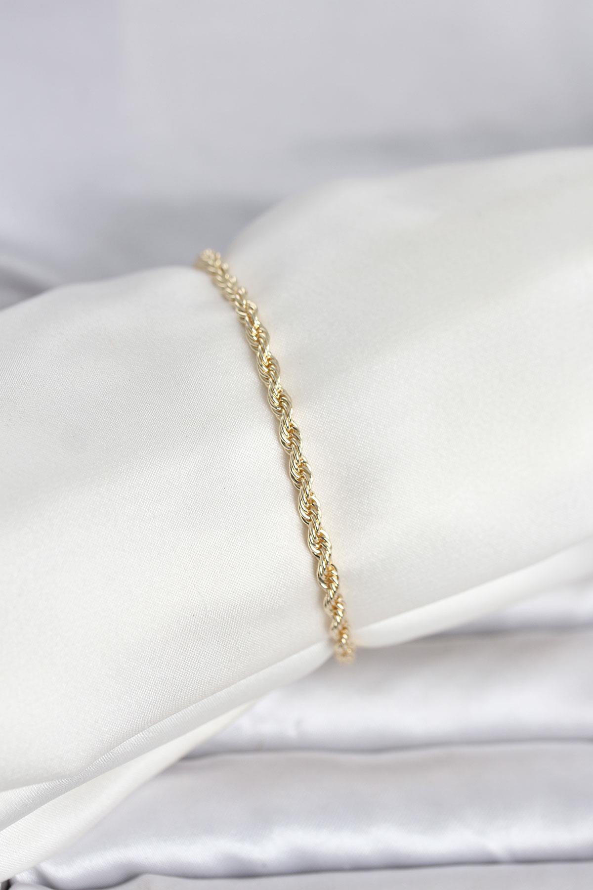 CM 14K Gold Renk Burgu Model Kadın Bileklik