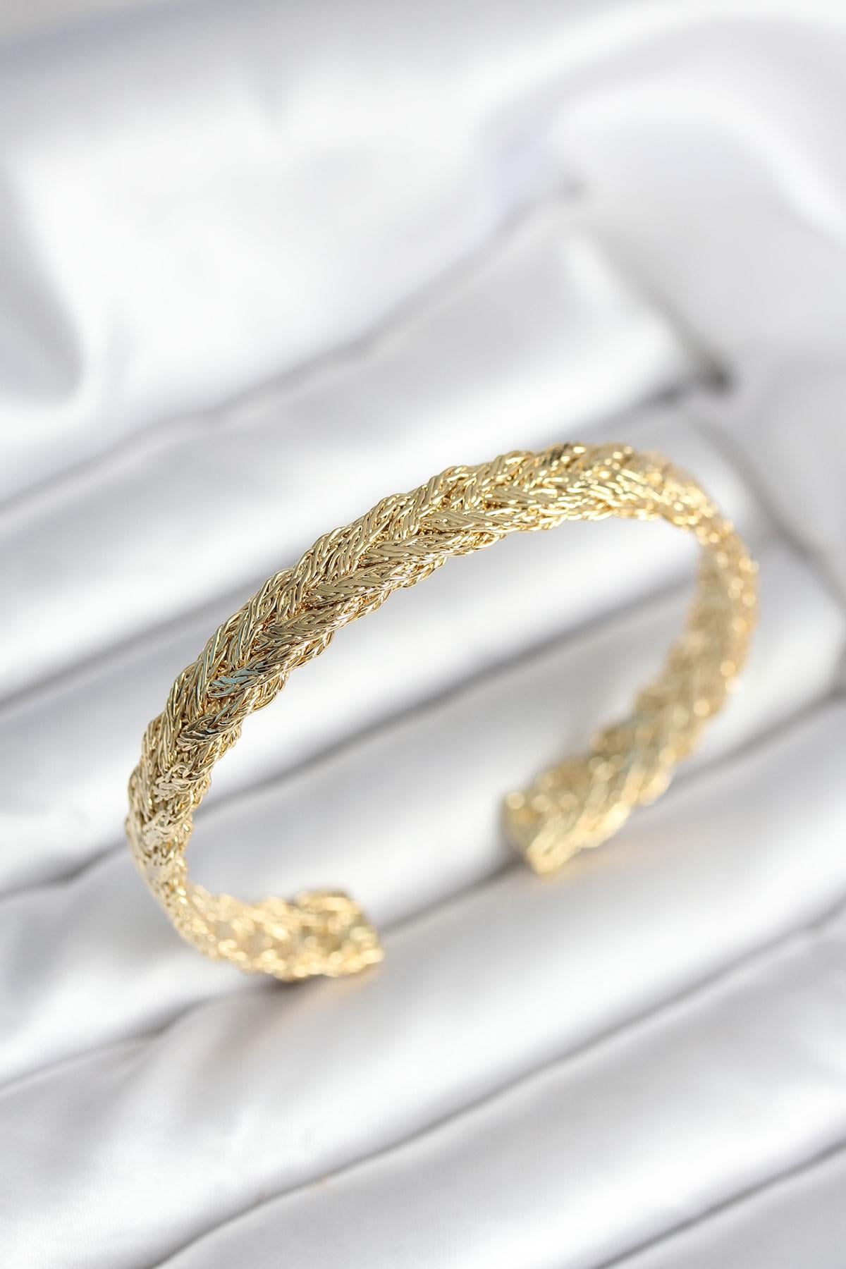 Ezme Zincir Model Gold Renk Kadın Bileklik
