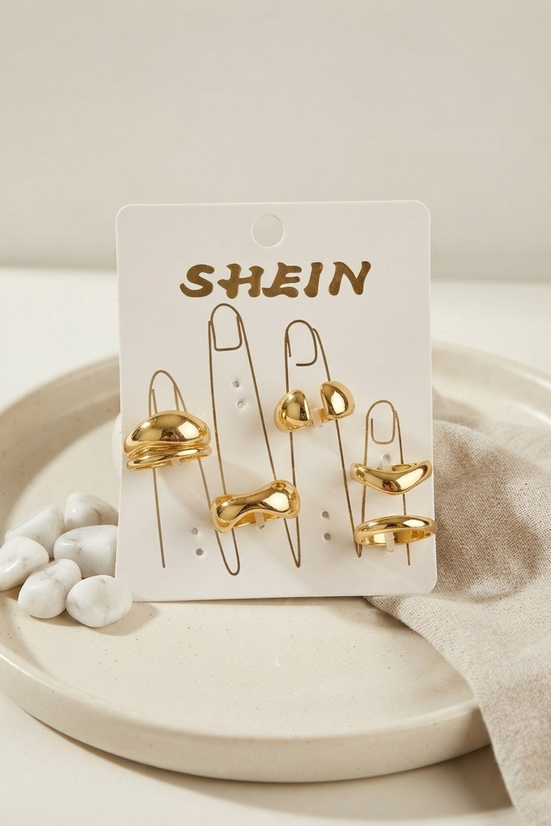 Gold Renk Pirinç Bohem Yüzük Kombini BYK4270