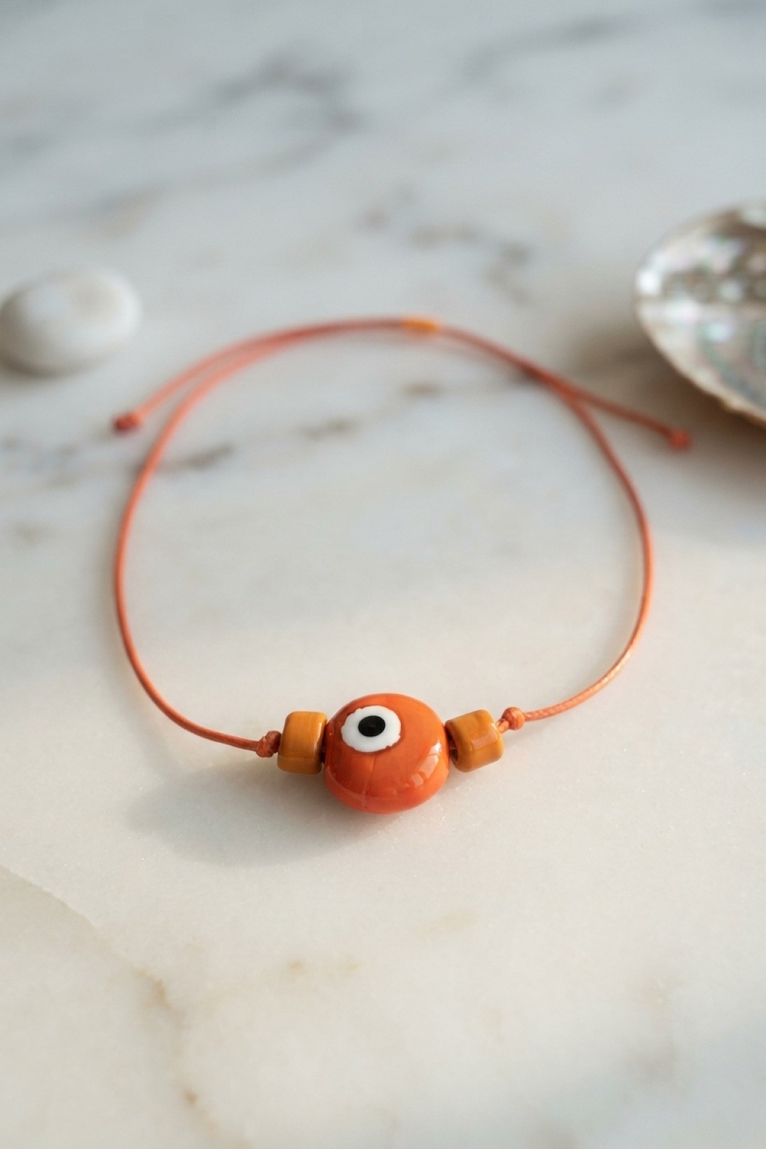 Handmade Bohem Turuncu Nazar Kolye