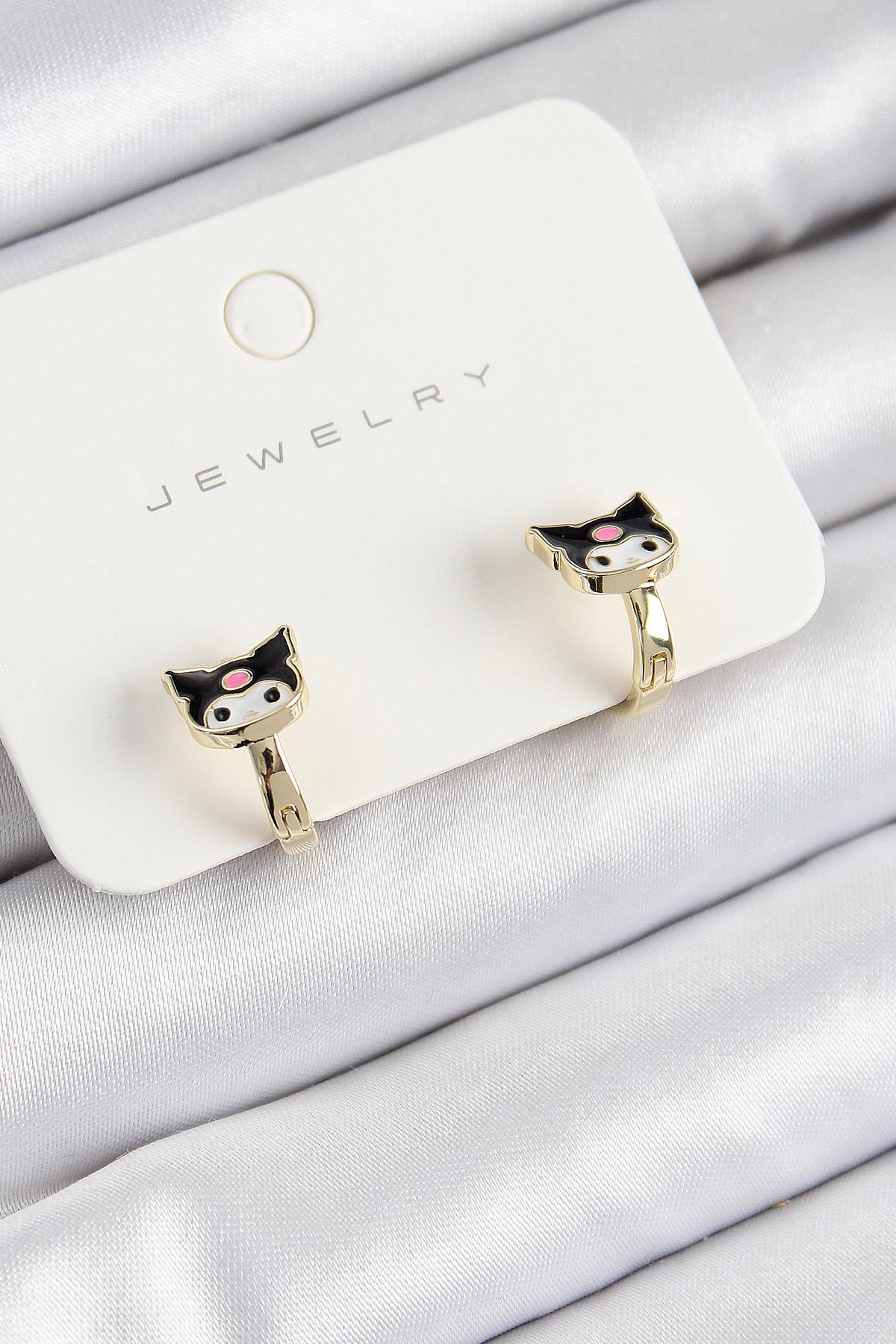 Pirinç Kuromi Model Gold Renk Çocuk Küpe