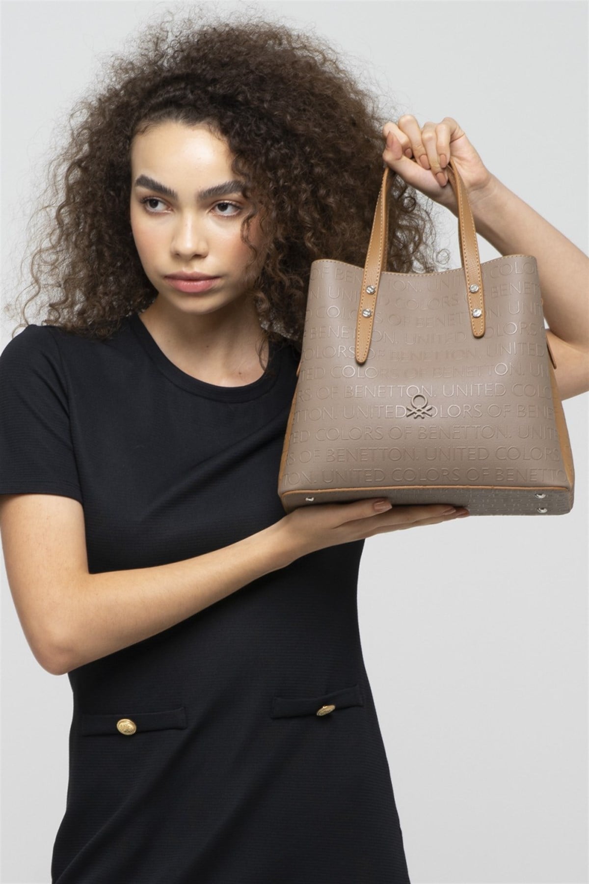 Benetton bnt 855 Kadın El ve Omuz Çantası Vizon Haki Camel