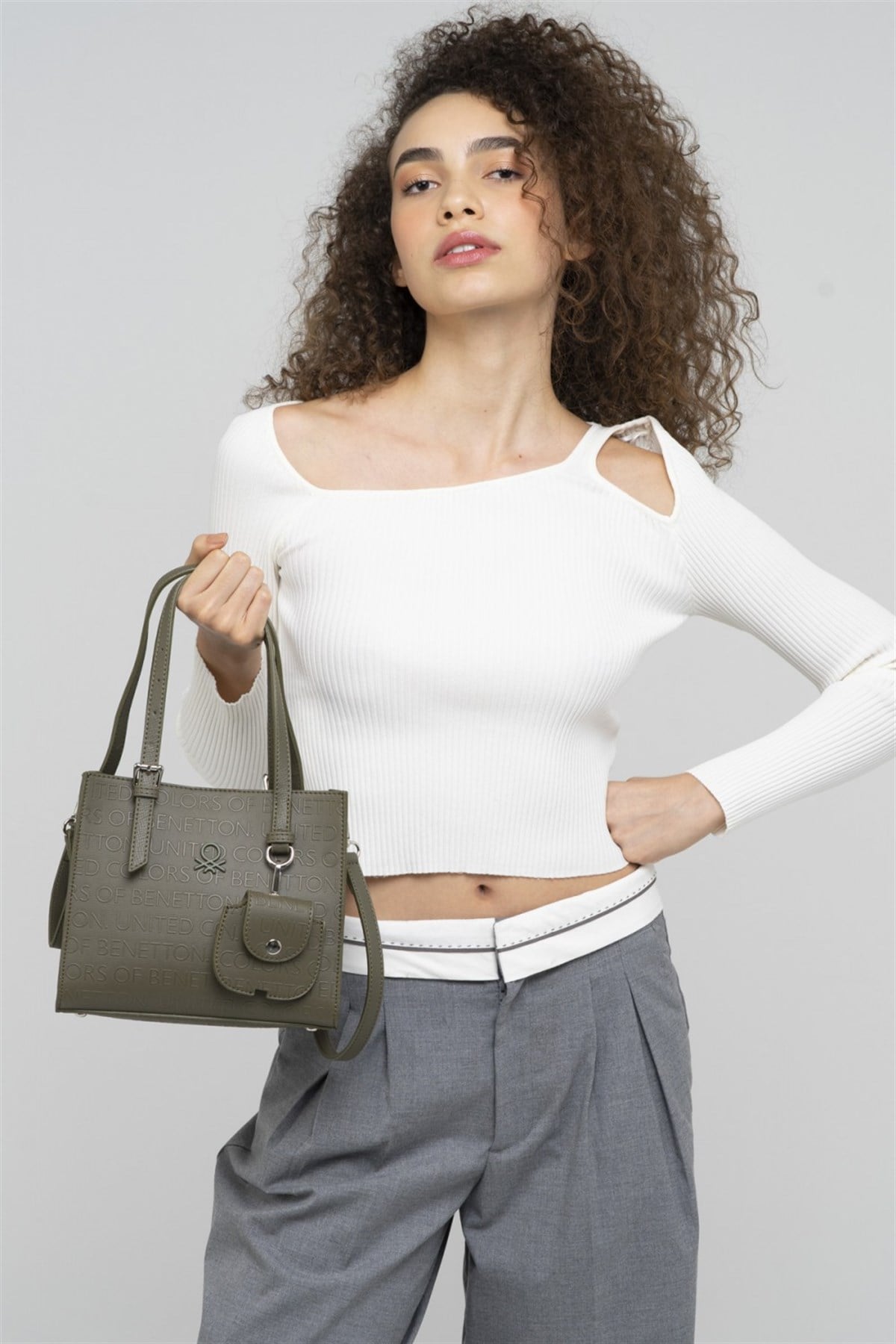 Benetton bnt 871 Kadın El ve Omuz Çantası Haki