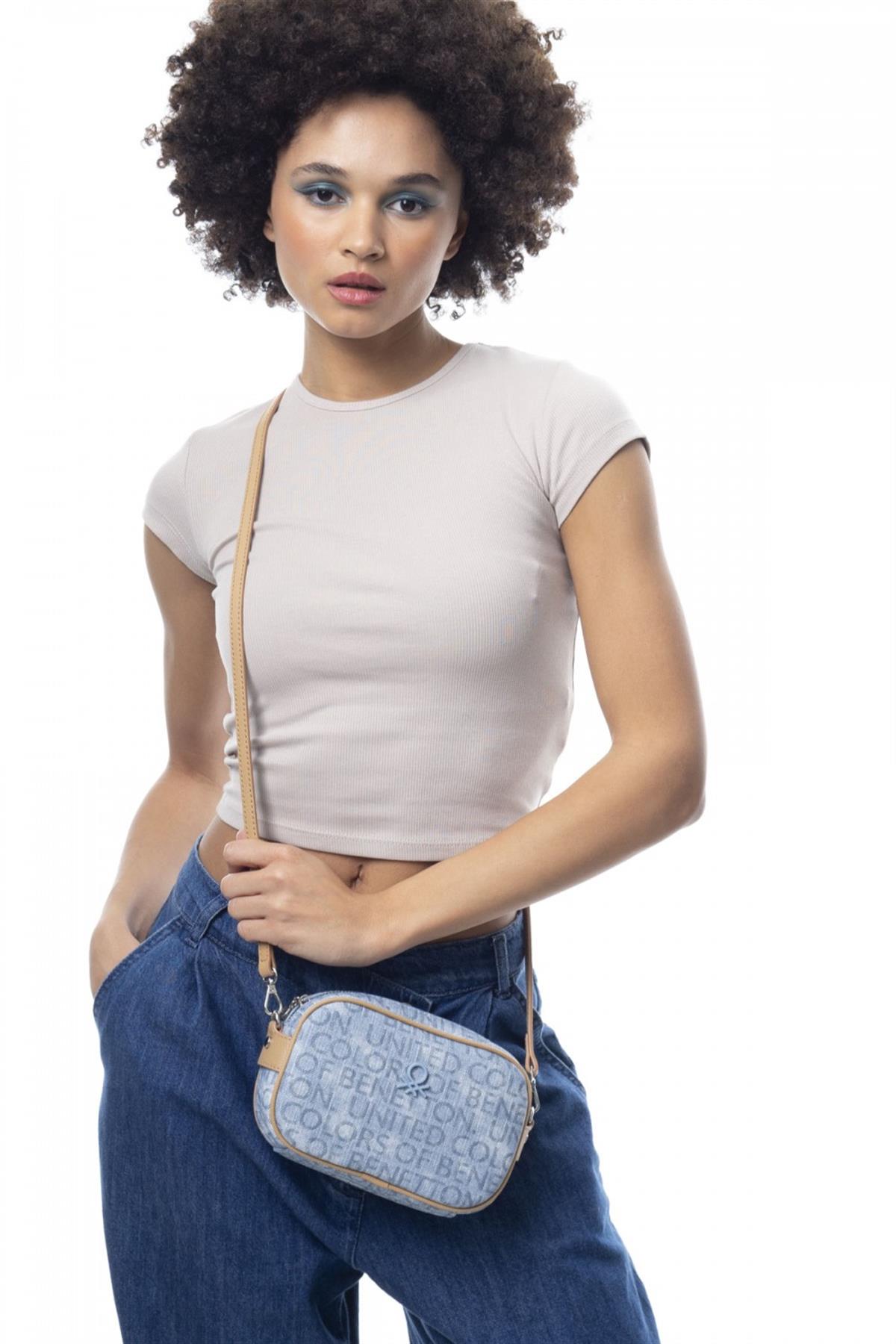 Benetton bnt 964 Mini Çapraz Çanta Kot Mavi A.Camel