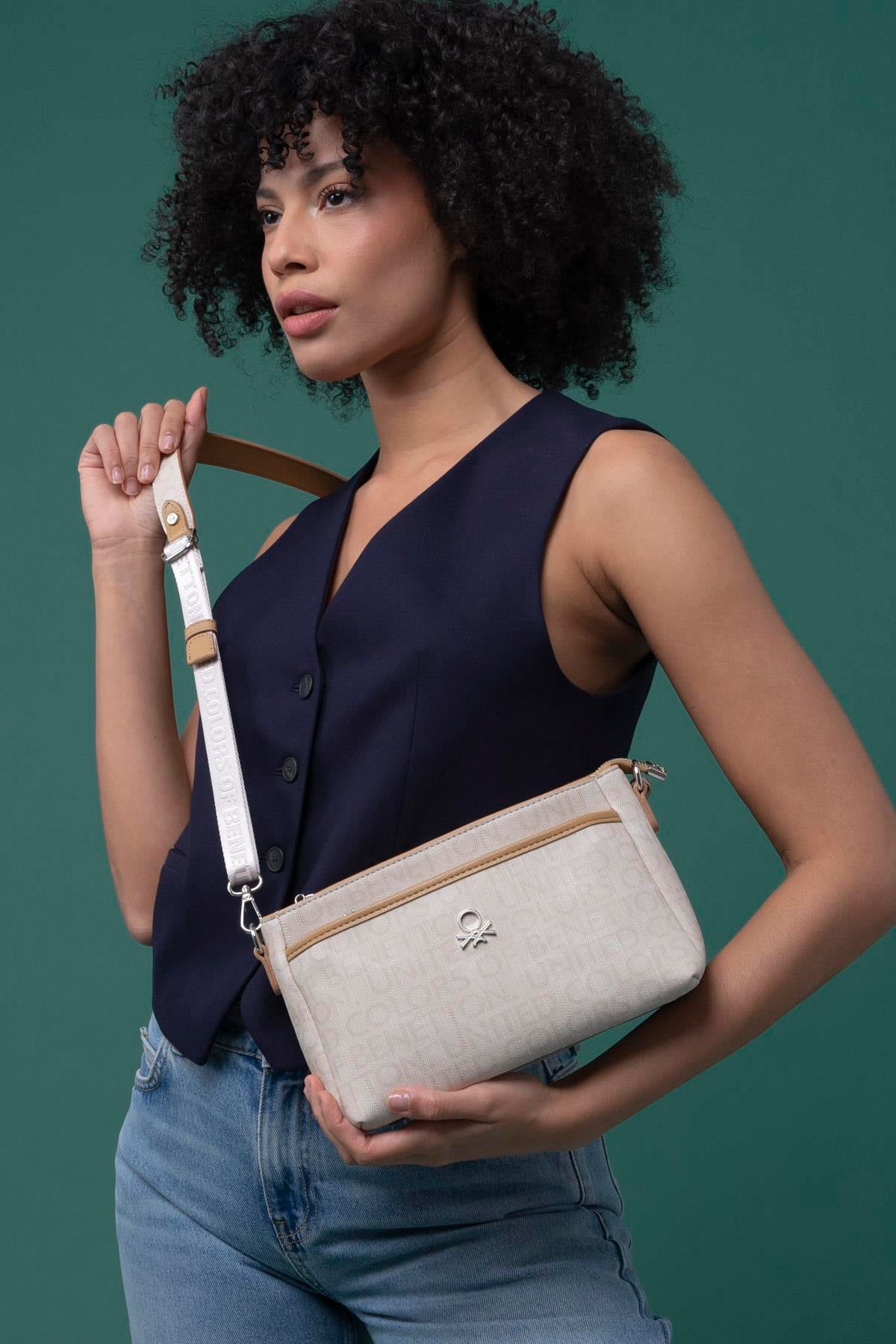 Benetton bnt1332 Kadın Çapraz Çanta Bej