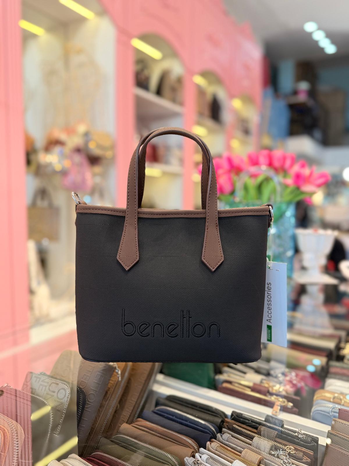 Benetton bnt1354 Kadın El ve Omuz Çantası Siyah-Kahve