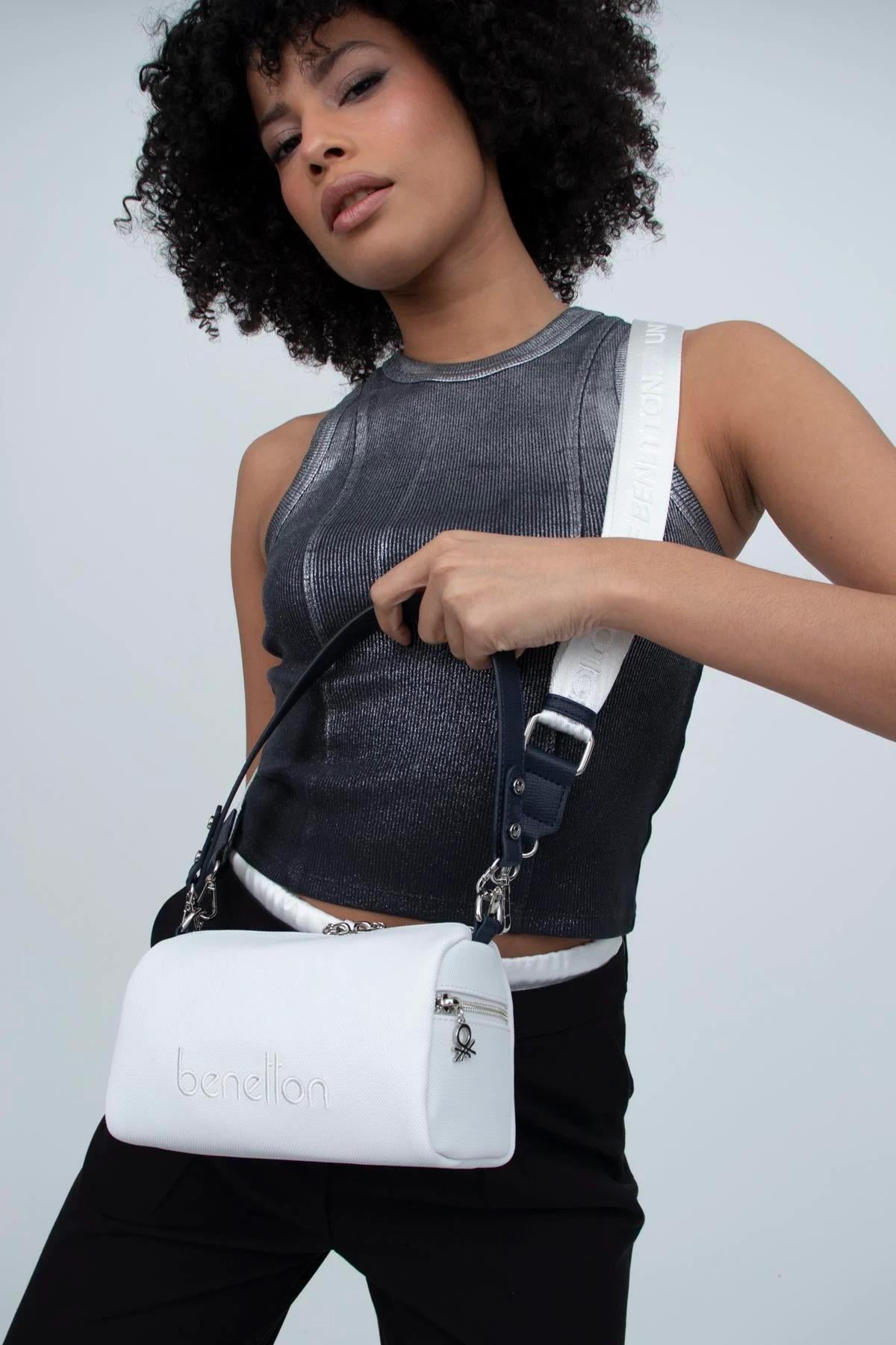 Benetton bnt1364 Kadın Omuz ve Çapraz Çanta Beyaz Lacivert