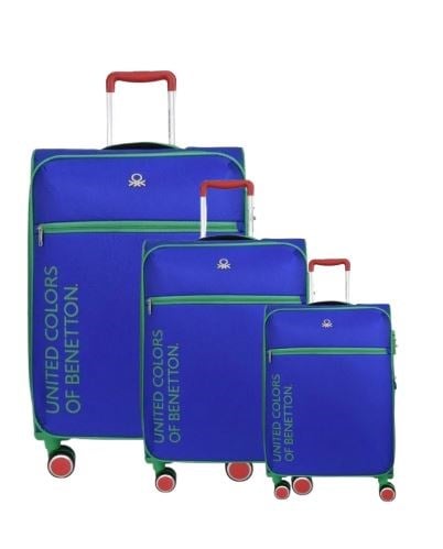 BENETTON BNT2100 KUMAŞ VALİZ SAKS MAVİ 3 LÜ SET