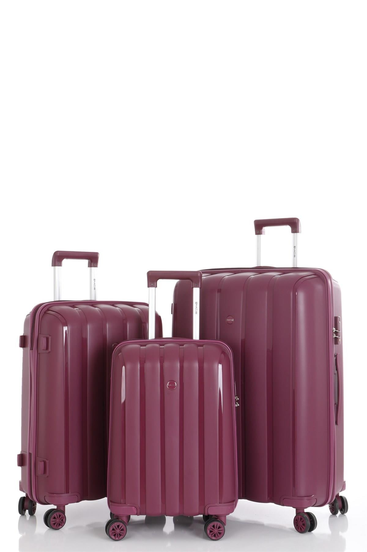 MÇS v305 Polipropilen Kırılmaz 3'Lü Valiz Set Mürdüm
