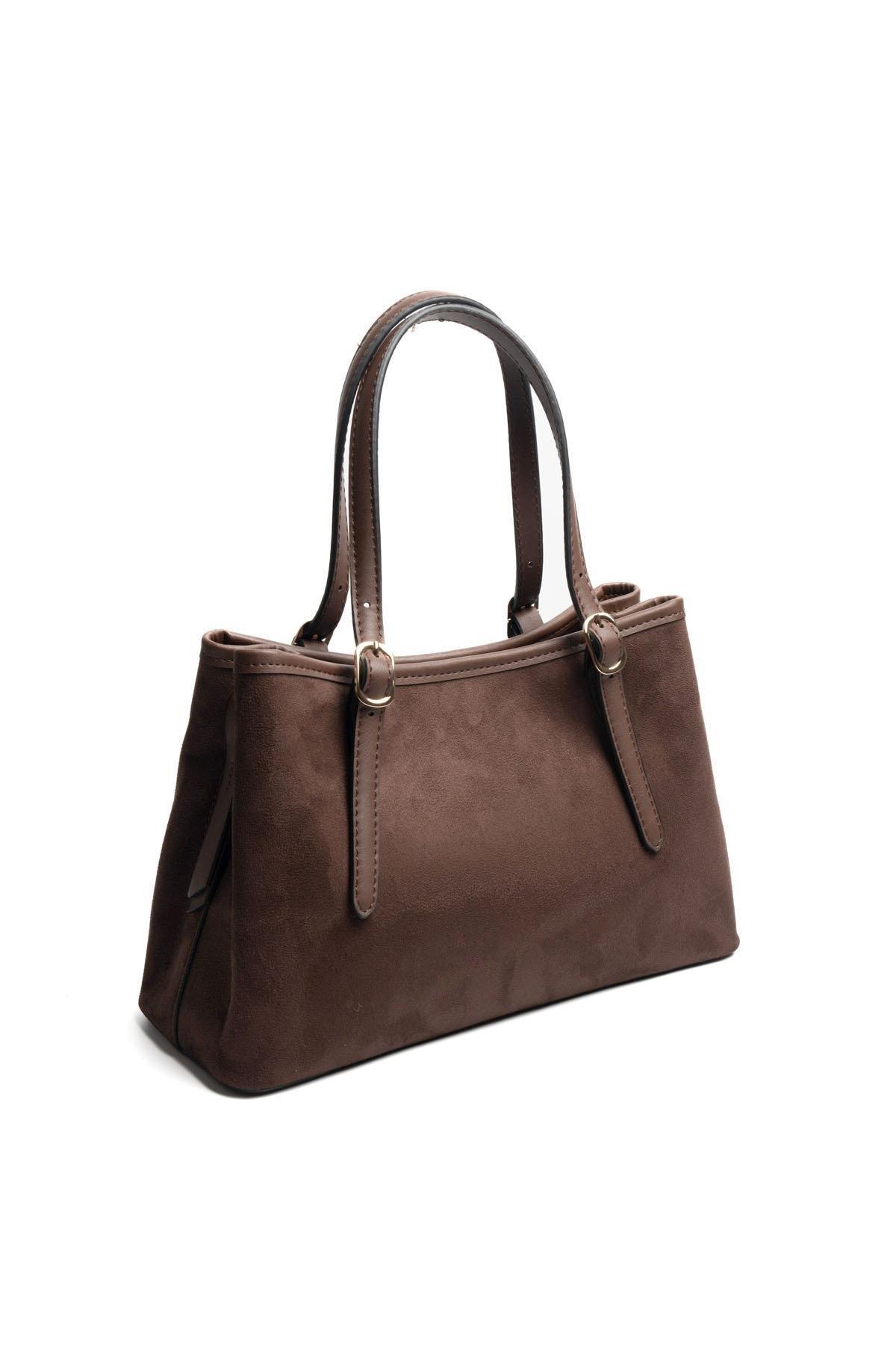 Silver & Polo SP1252 Kadın El Çantası Süet Kahve