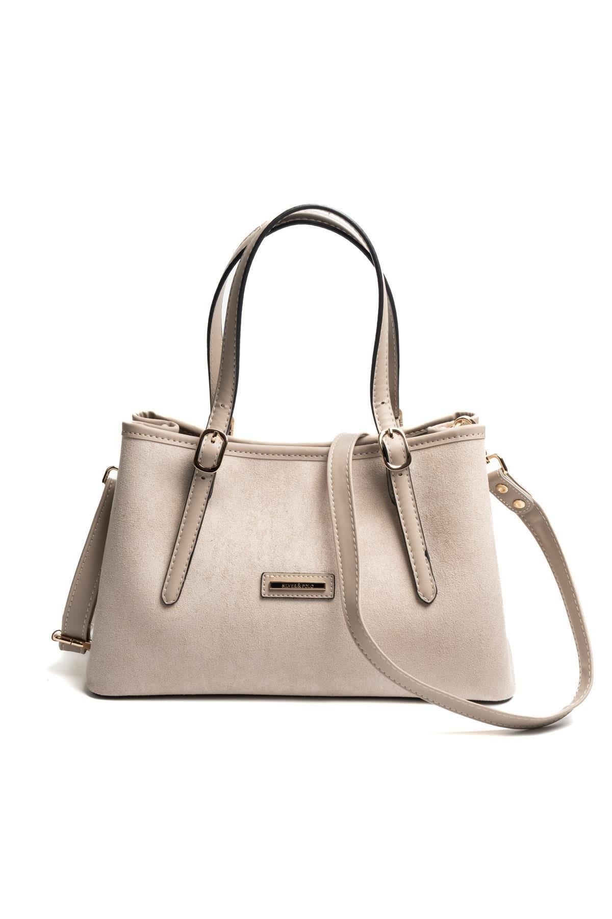 Silver & Polo SP1252 Kadın El Çantası Süet Kum