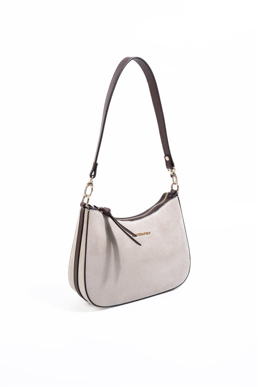 Silver & Polo SP1259 Kadın Omuz Çantası Süet Bej-Kahve