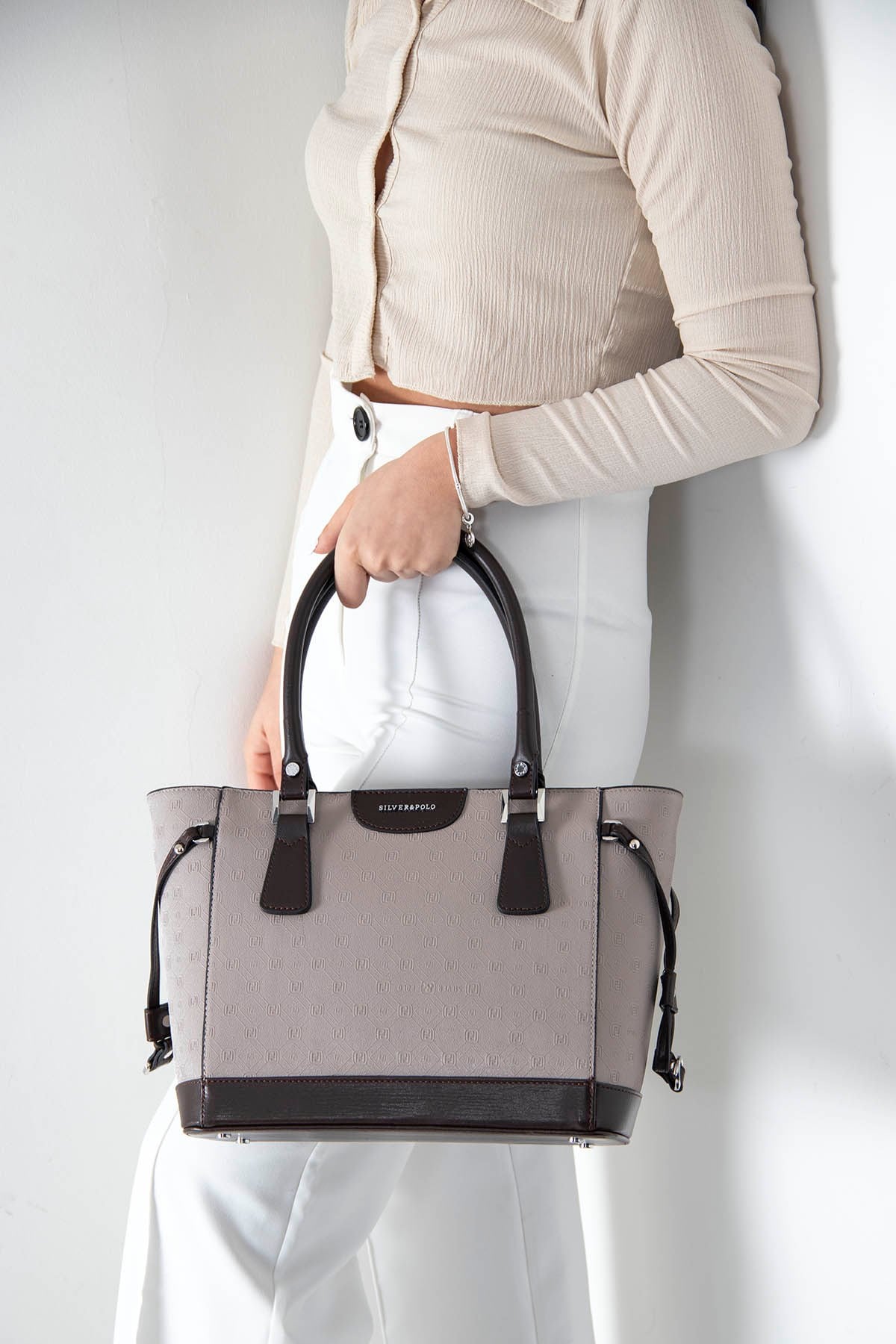 Silver&Polo 907 Kadın El ve Omuz Çantası Açık Vizon Kahve