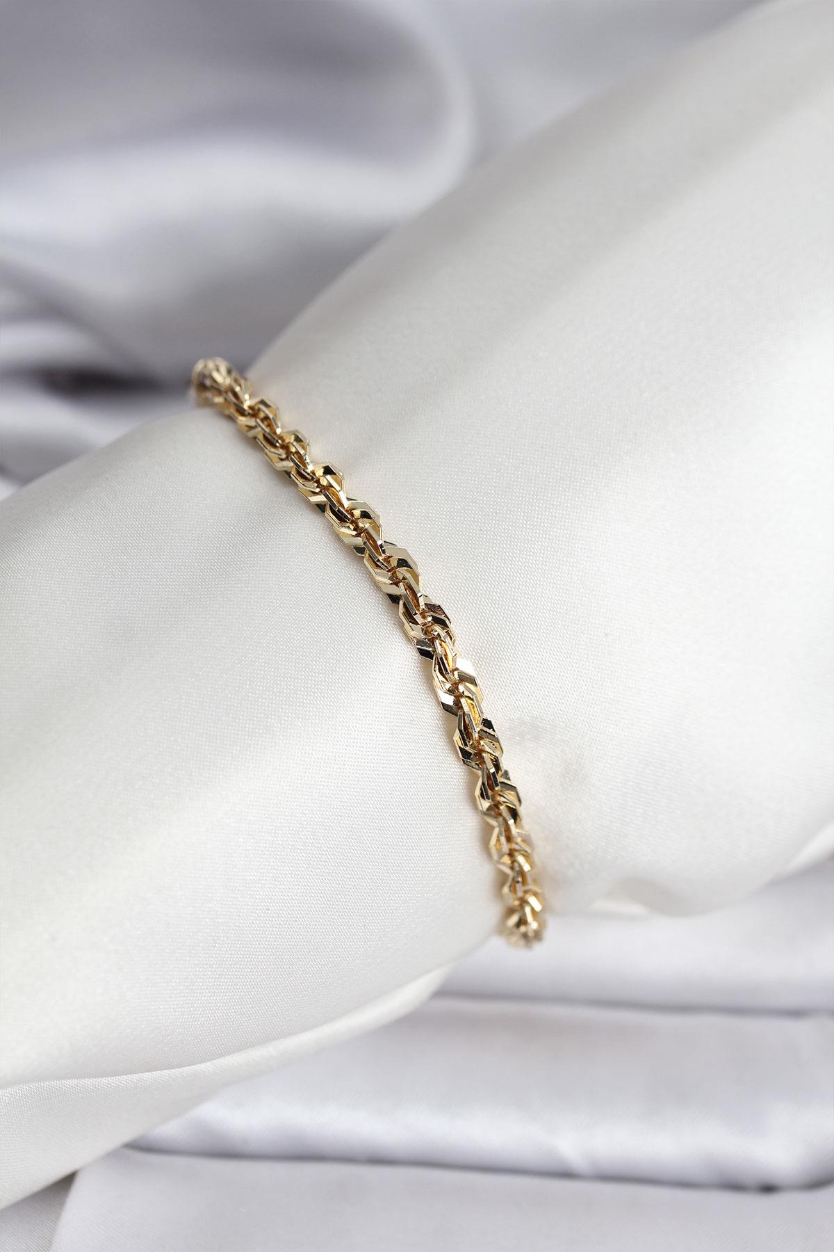 14K Gold Renk Kaplama Burgu Zincir Model CM Kadın Bileklik