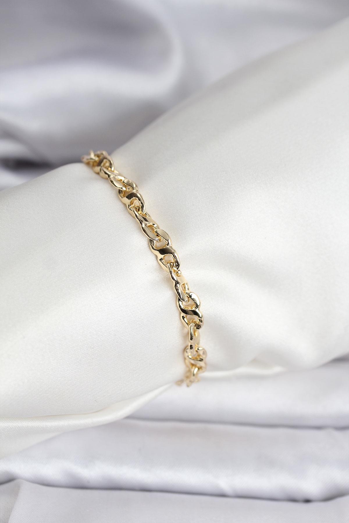 14K Gold Renk Kaplama Zincir Model CM Kadın Bileklik