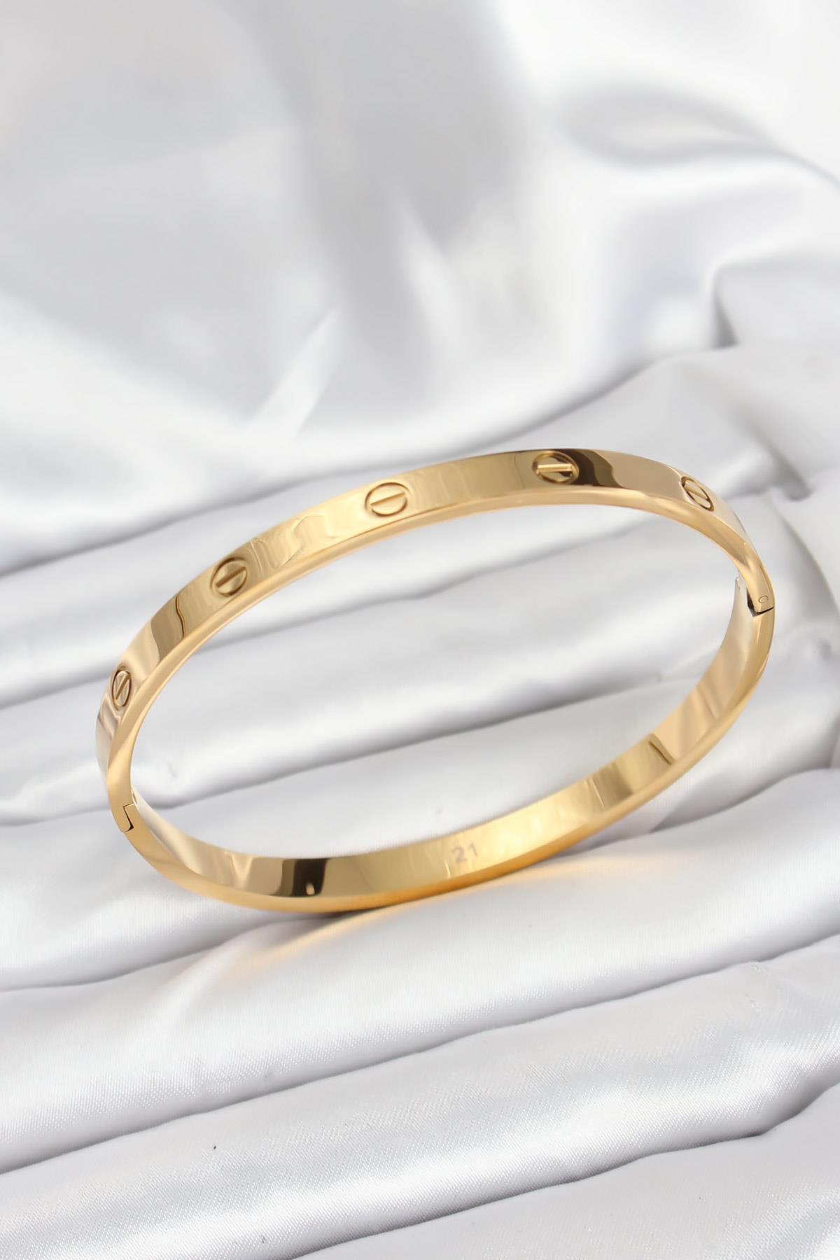 316L Çelik Gold Renk 65 mm Kadın Kelepçe Bileklik