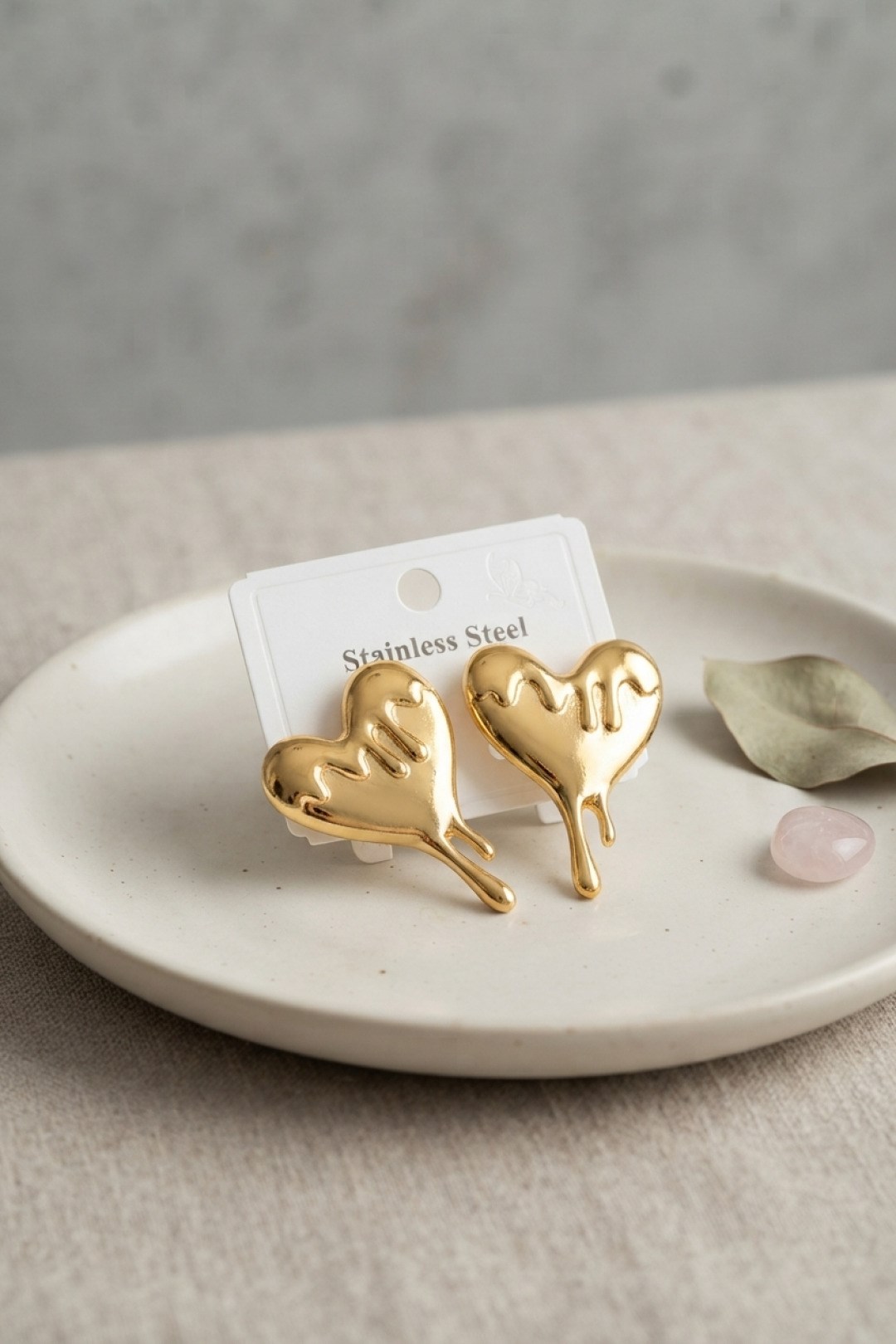 316L Çelik Gold Renk Melting Heart Model Küpe