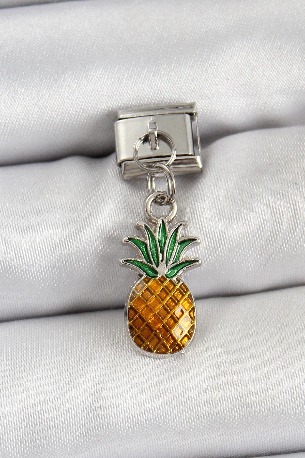 316L Çelik Sallantılı Ananas Model Gümüş Renk Nomination Charm