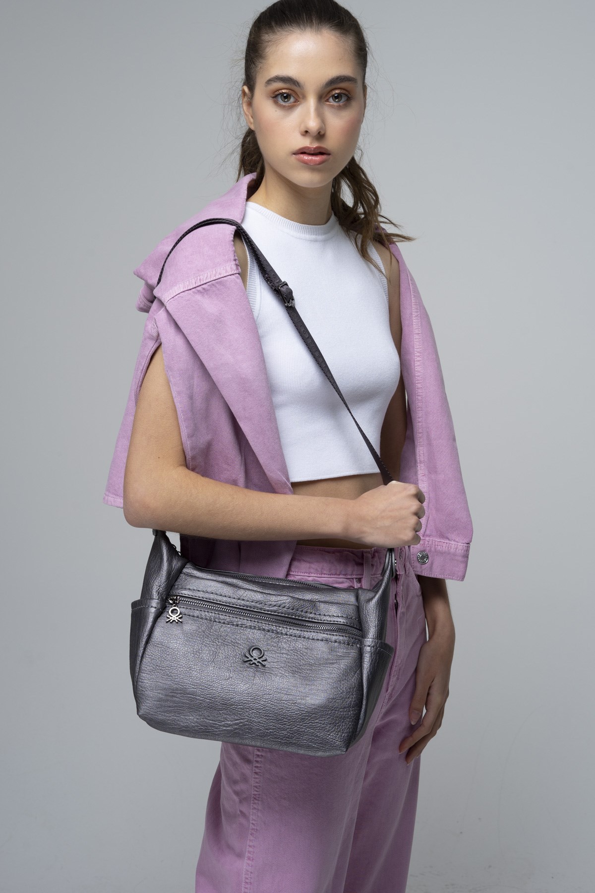 Benetton bnt 513 Kadın Çapraz Çanta Platin