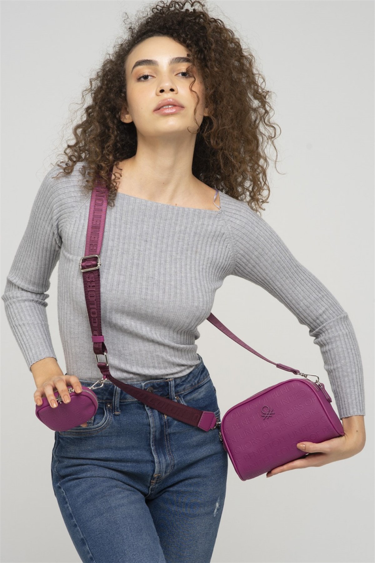 Benetton bnt 862 Kadın Çapraz Çanta Mürdüm