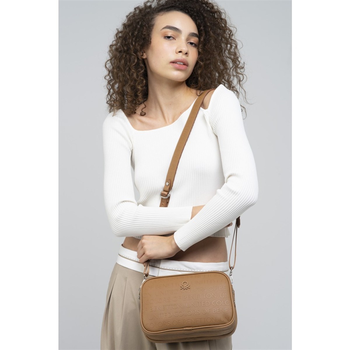 Benetton bnt 863 Kadın Çapraz Çanta Açık Camel