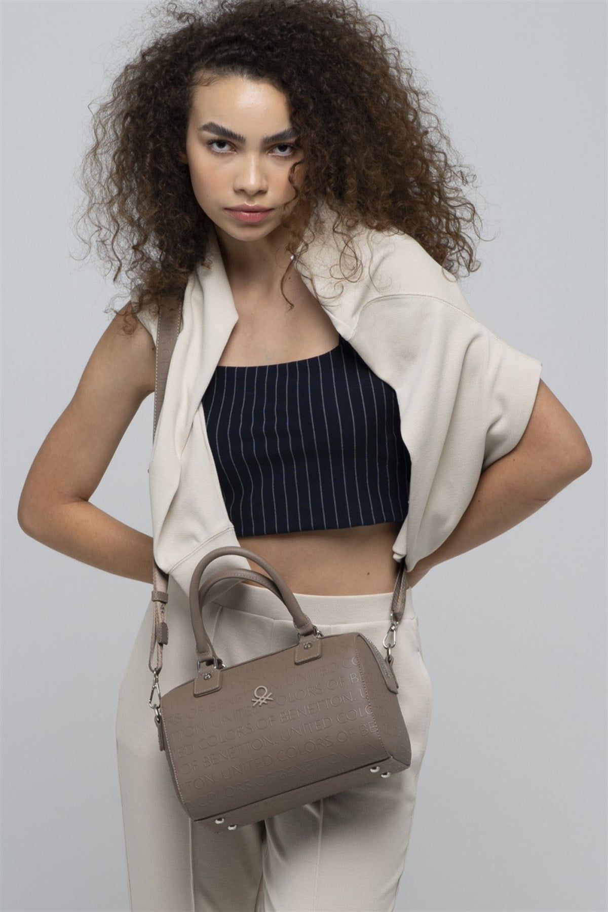 Benetton bnt 869 El ve Omuz Çantası Vizon