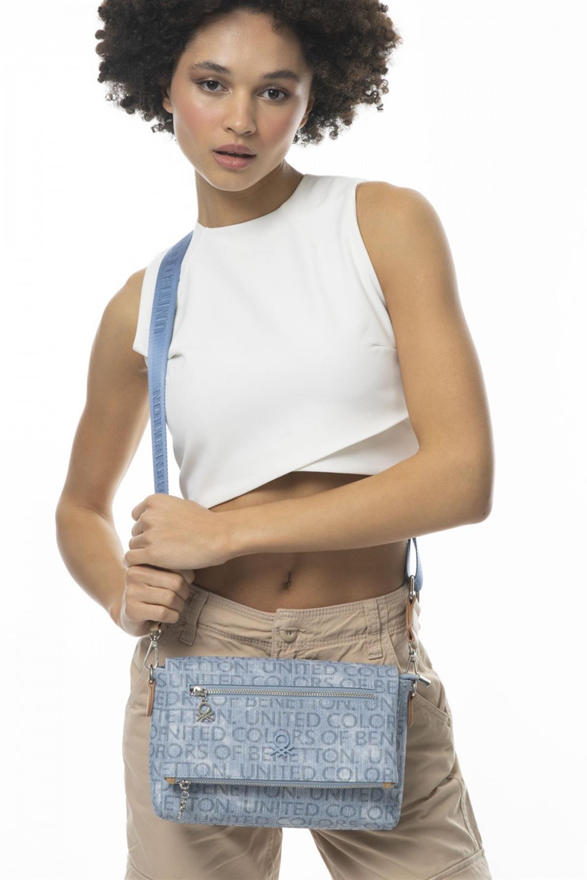 Benetton bnt 958 Kadın Çapraz Çanta Mavi Kot