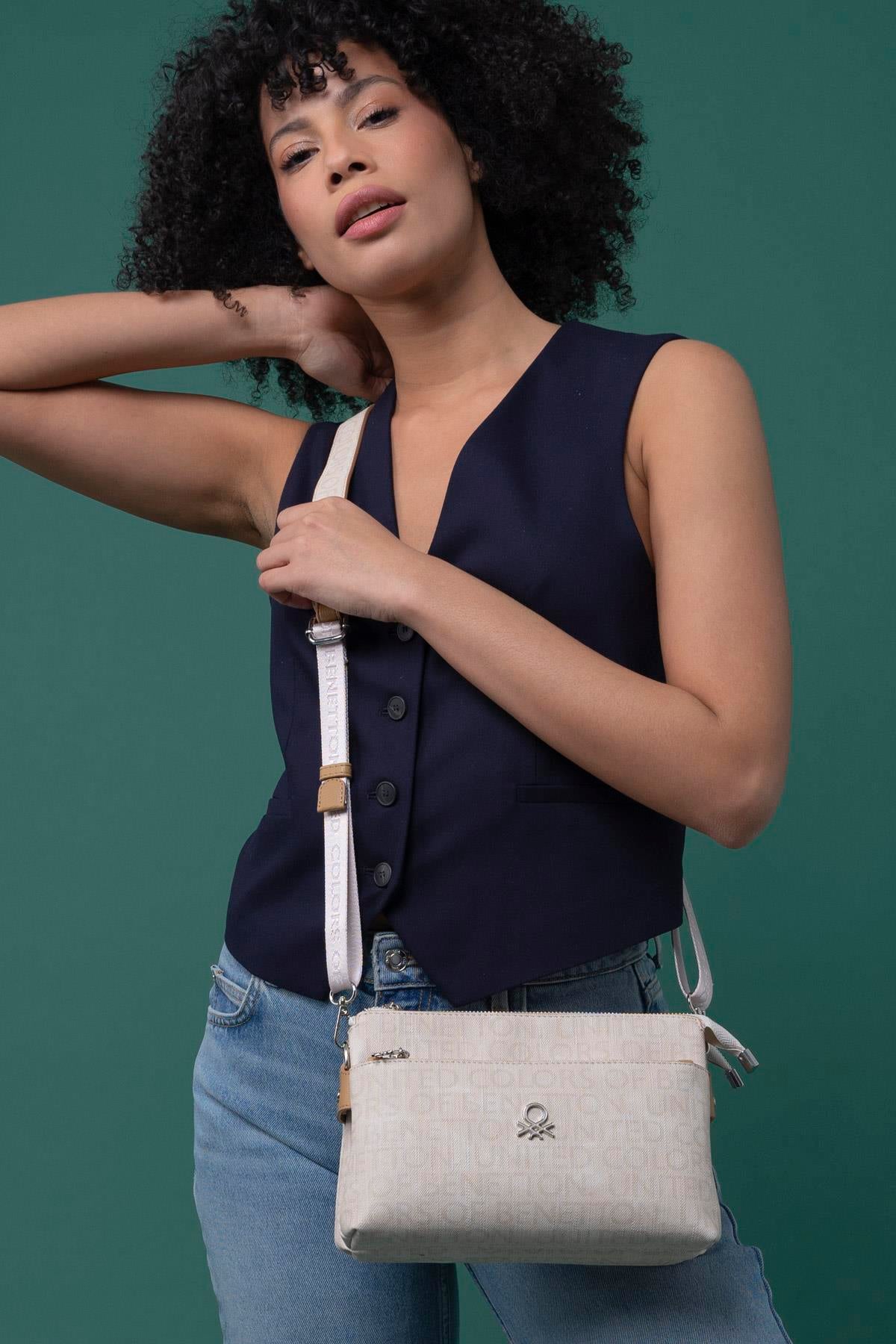 Benetton bnt1295 Kadın Omuz ve Çapraz Çanta Bej Camel