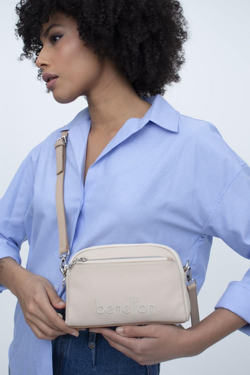 Benetton bnt1350 Kadın Mini Çapraz Çanta Bej
