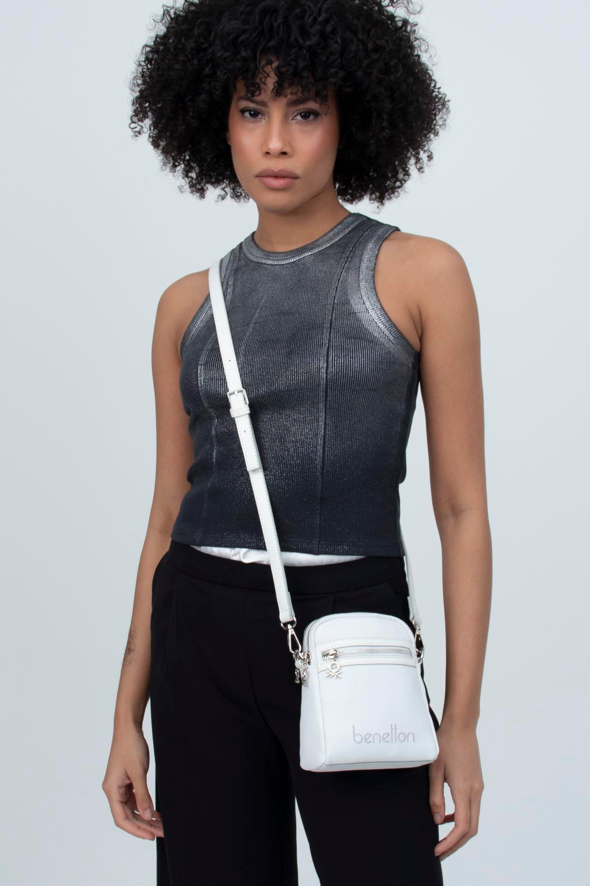 Benetton bnt1351 Kadın Çapraz Çanta Beyaz