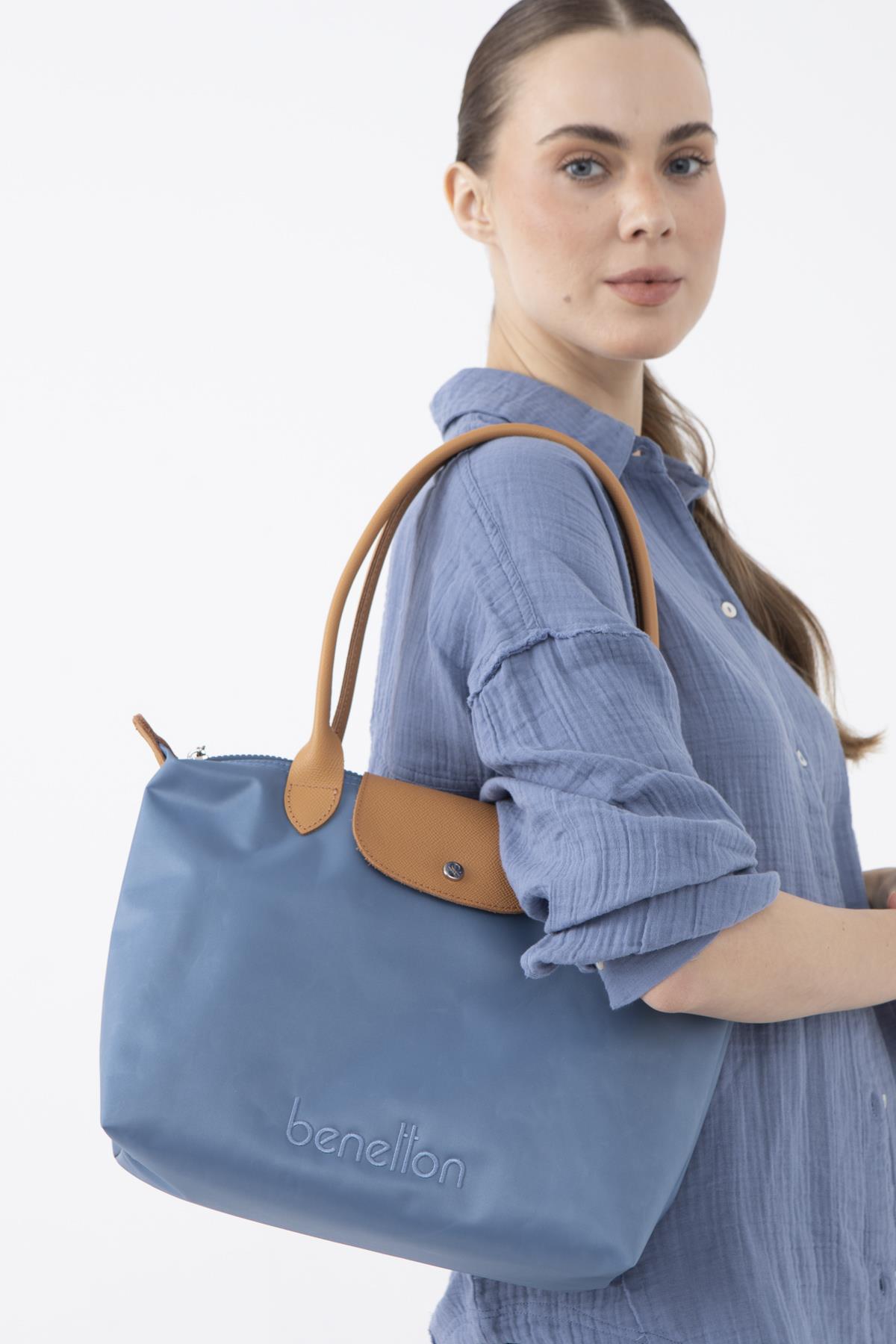 Benetton bnt1357 Kadın El Çantası Mavi Camel