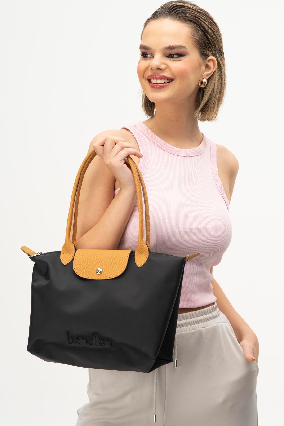 Benetton bnt1357 Kadın El Çantası Siyah Camel