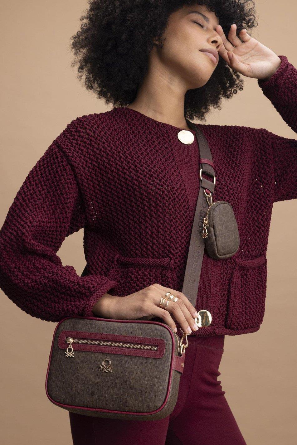 Benetton bnt1385 Kadın Çapraz Çanta Kahve Bordo