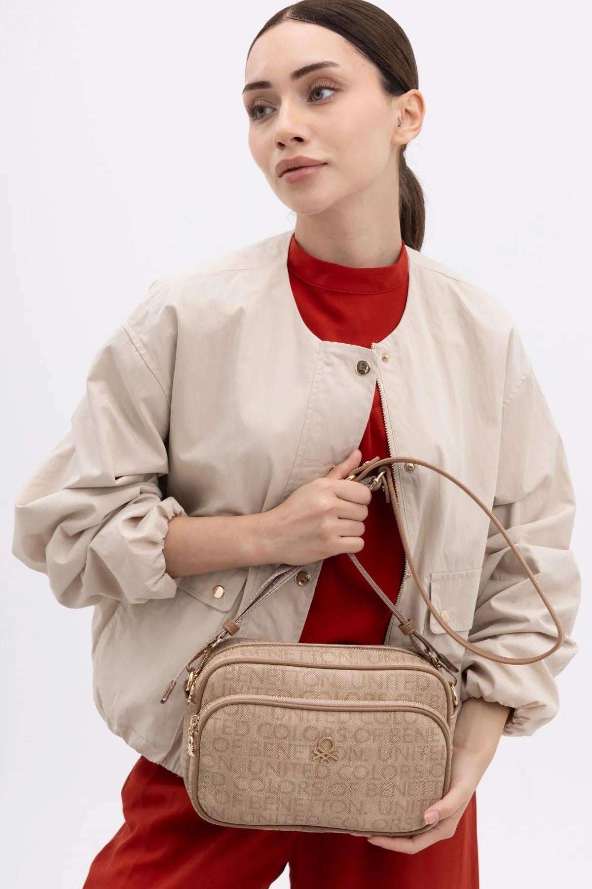Benetton bnt1398 Kadın Çapraz Çanta Camel