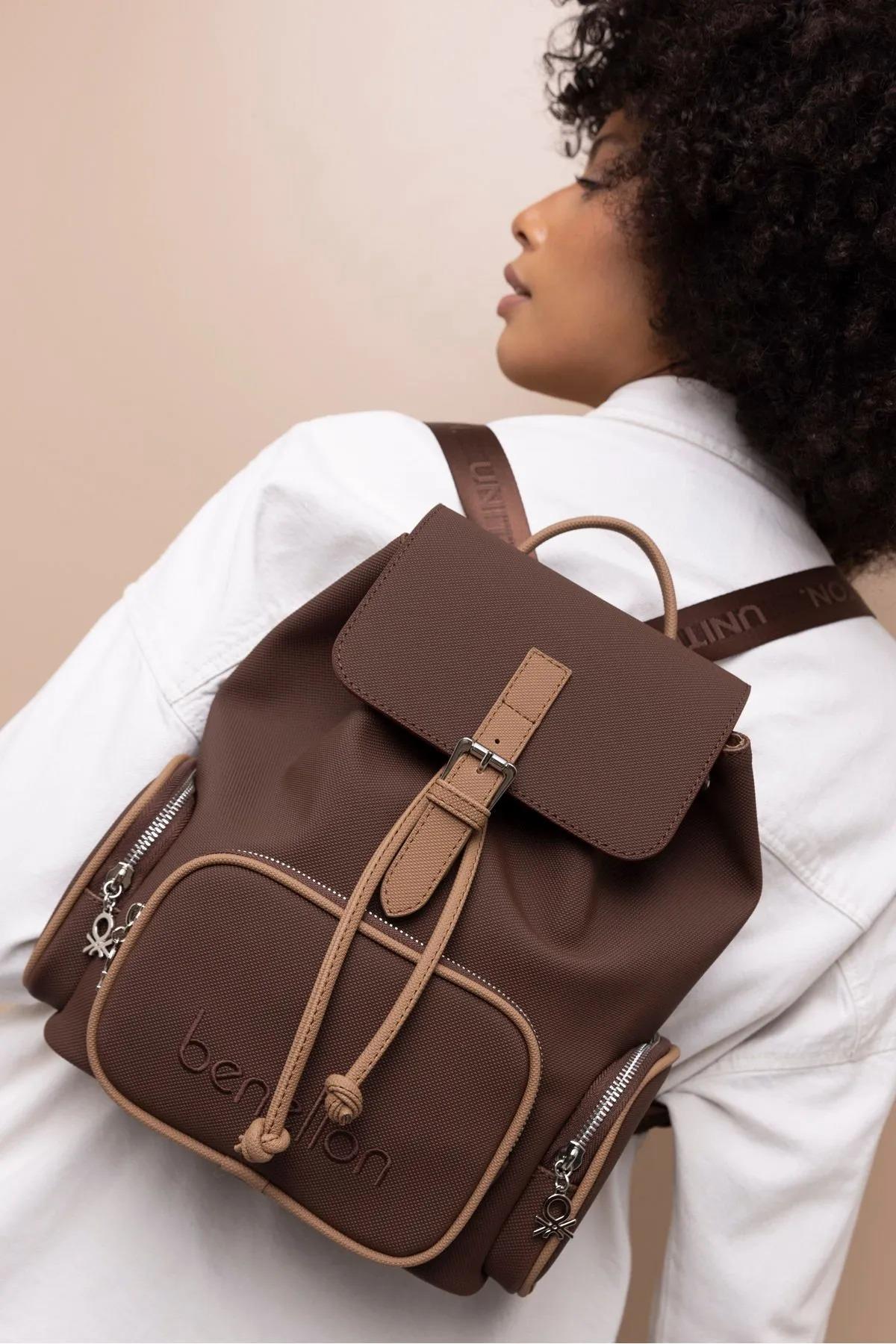 Benetton bnt1409 Kadın Sırt Çantası Kahve Camel