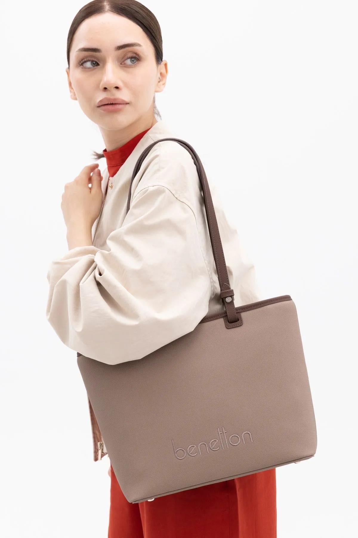 Benetton bnt1422 Kadın Omuz Çantası Vizon Kahve