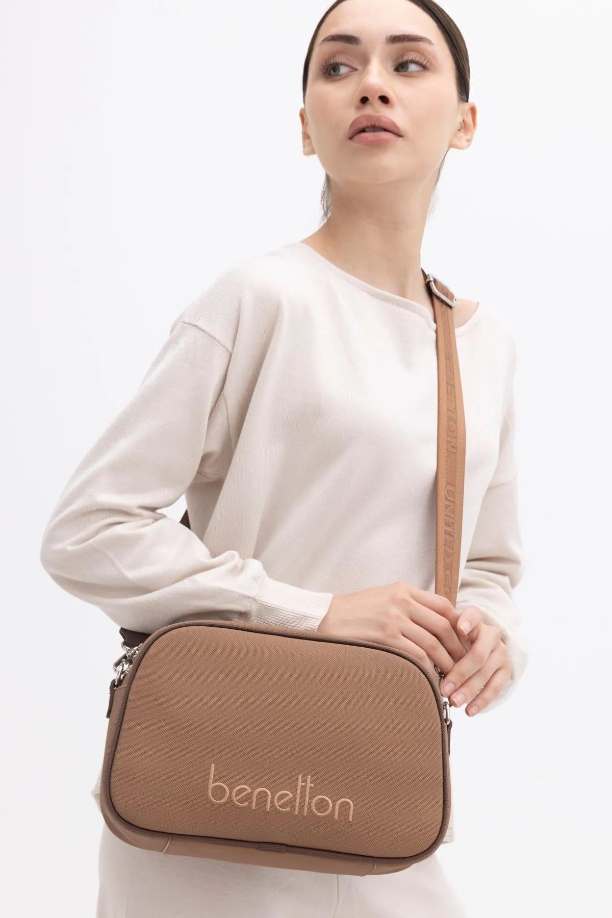 Benetton bnt1435 Kadın Çapraz Çanta Camel Kahve